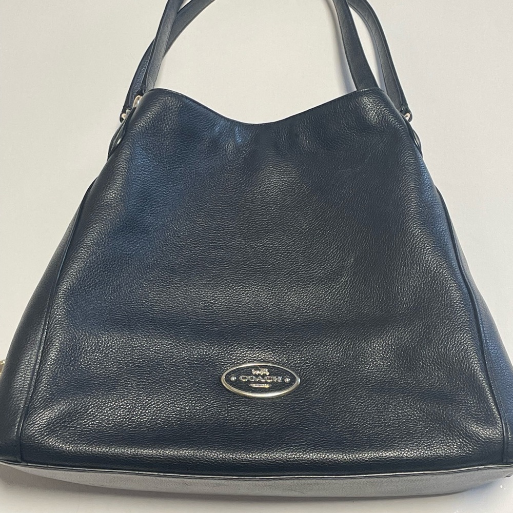 Black leather coach purse